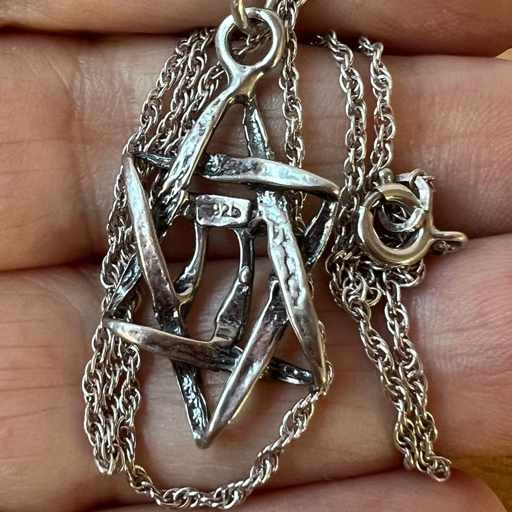 VINTAGE MAGEN DAVID STAR OF DAVID CHAI PENDANT NECKLACE 925 STERLING SILVER - Picture 12 of 16